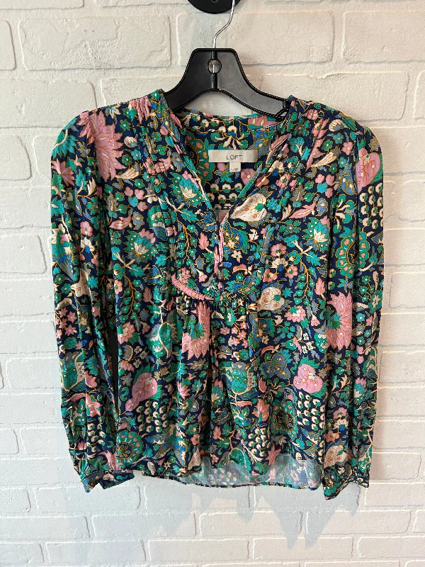 Top Long Sleeve By Loft In Blue & Green, Size: Xs