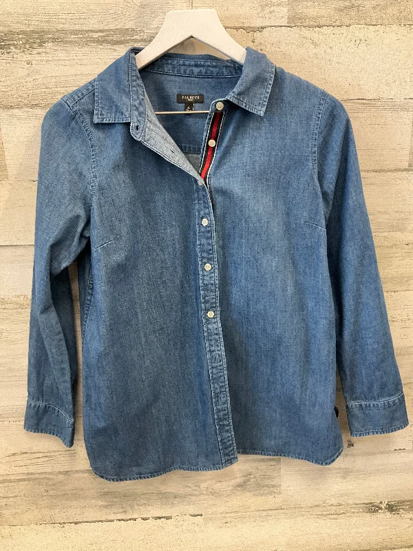 Top Long Sleeve By Talbots In Blue Denim, Size: S