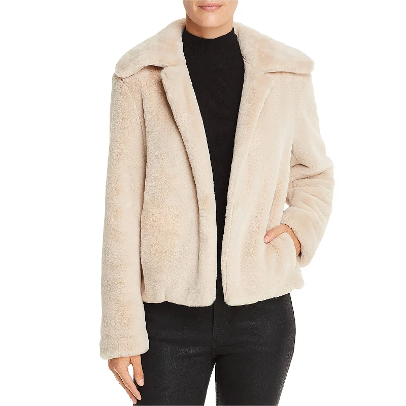 Theory Womens Luxe Faux Fur Jacket, Beige, Small