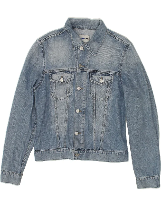 GAS Womens Denim Jacket UK 14 Medium Blue