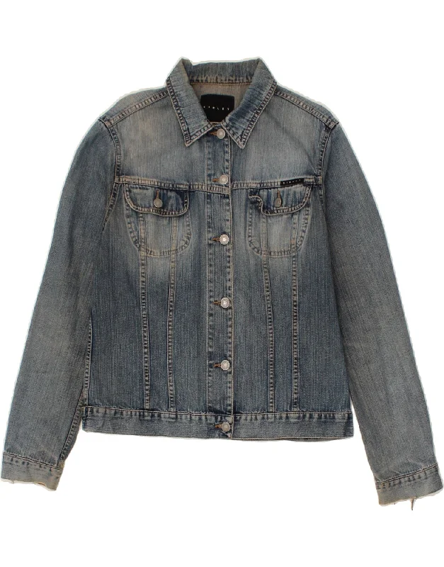 SISLEY Womens Denim Jacket UK 14 Medium Blue