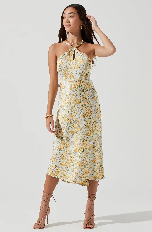 Sandrine Floral Halter Midi Dress