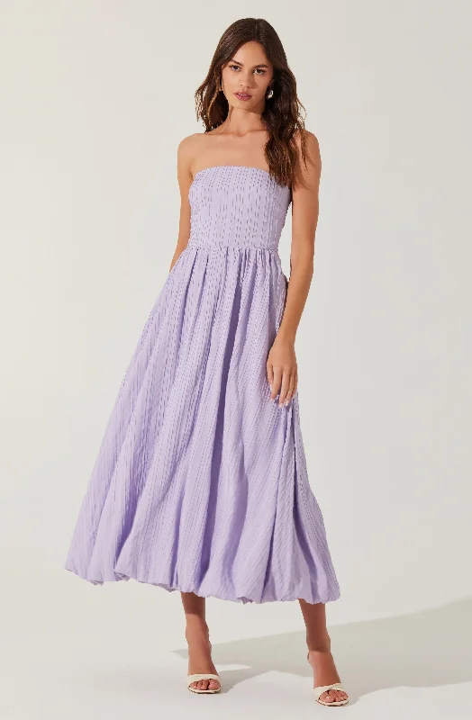 Strapless Linen-Blend Midi Dress