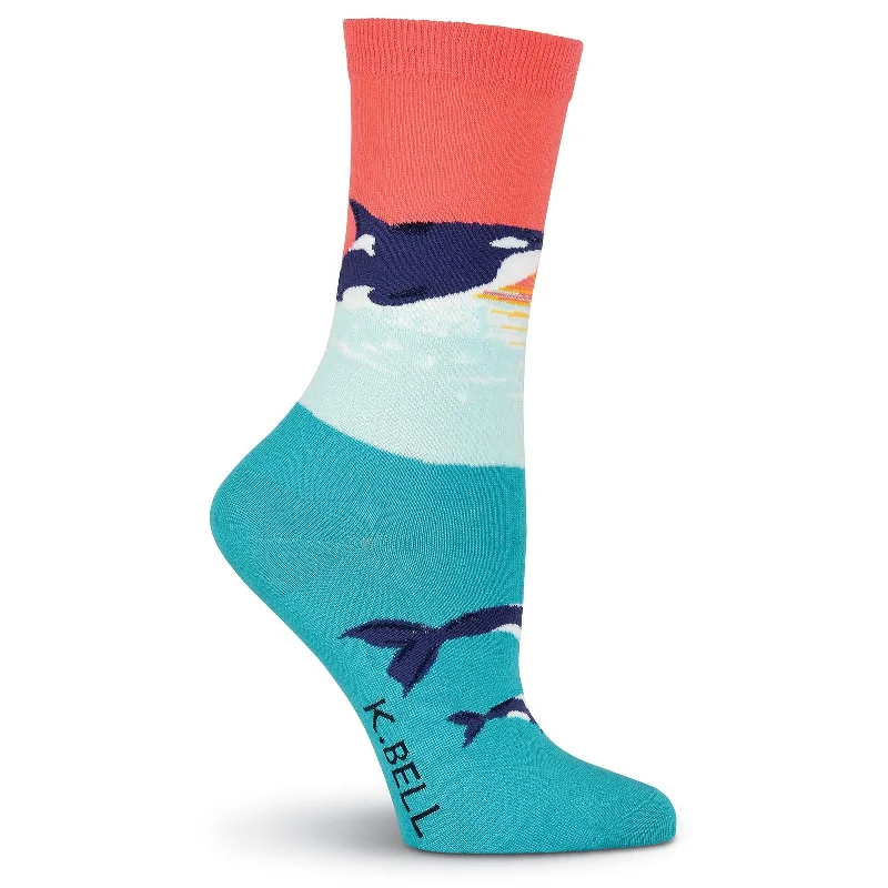 K. Bell Womens Orca Whale Crew Socks