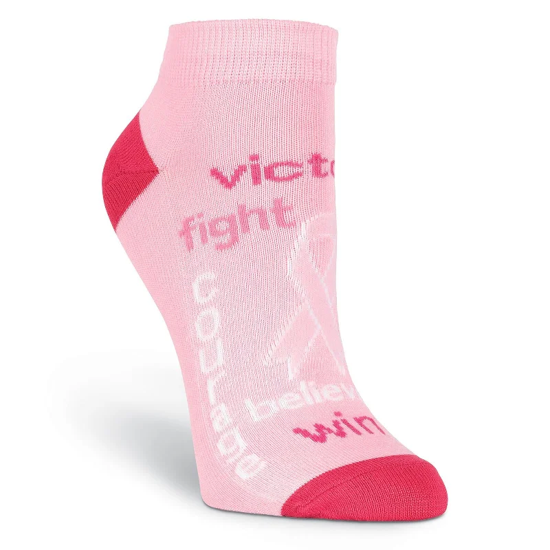 K. Bell Womens Pink Ribbon Ankle Socks