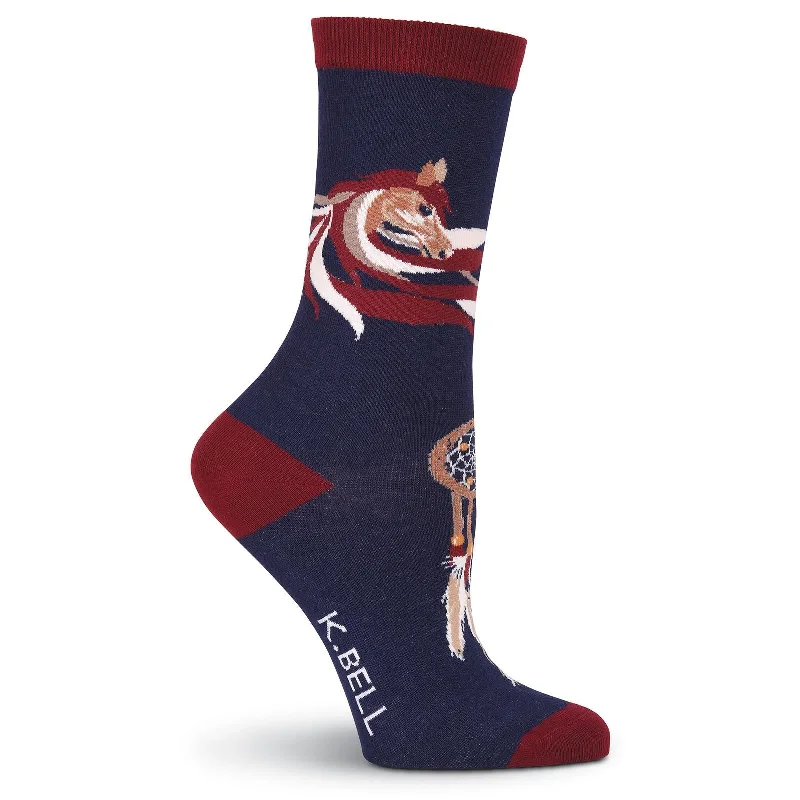 K. Bell Womens Whimsical Horse Crew Socks